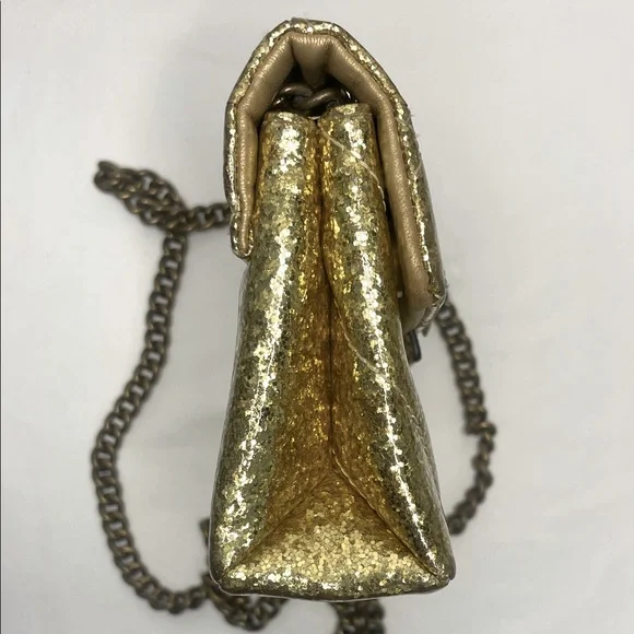 Kurt Geiger LIMITED EDITION- Gold Sparkle Mini Kensington 2-Way Bag EUC - Picture 9 of 17